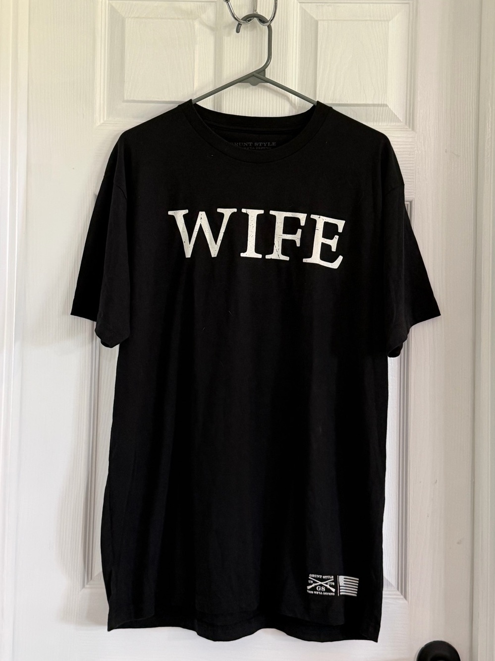 Grunt Style Black T-Shirt with White "WIFE" Print